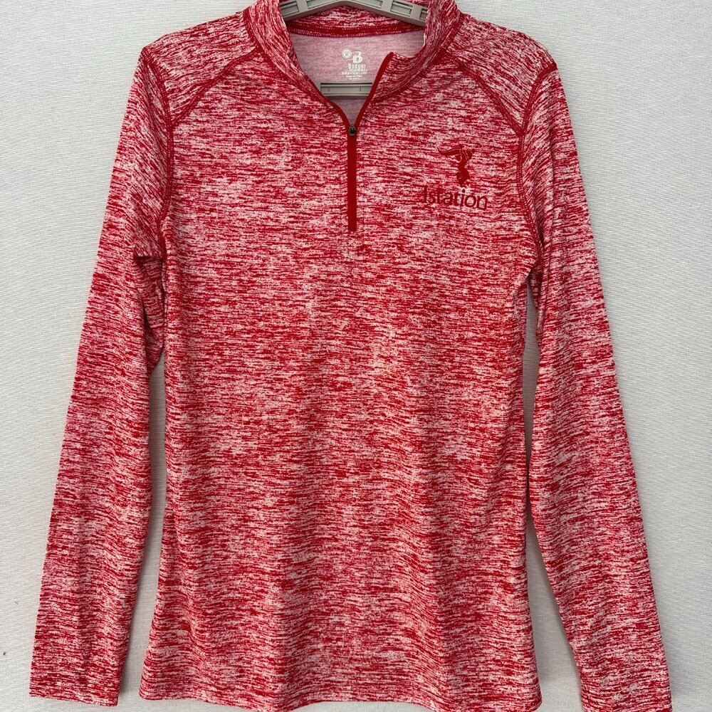 BADGER SPORT WOMEN'S 1/4 ZIP LIGHTWEIGHT PULLOVER IN HEATHERED RED COLOR SIZE M